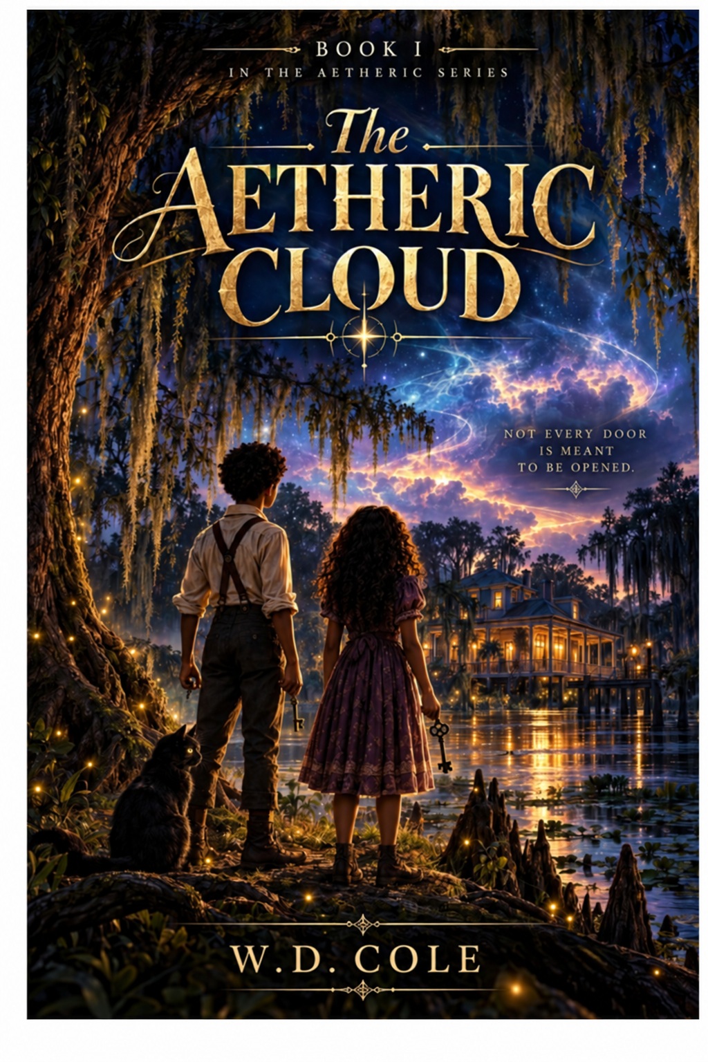 The Aetheric Cloud book cover showing Paul and Sarah beside a willow in the bayou